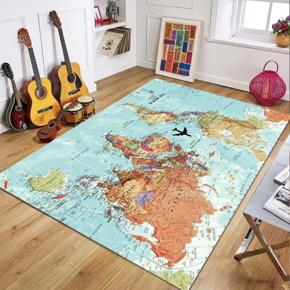 Commercial Printing Services - World Map Printed Carpet Children's Education