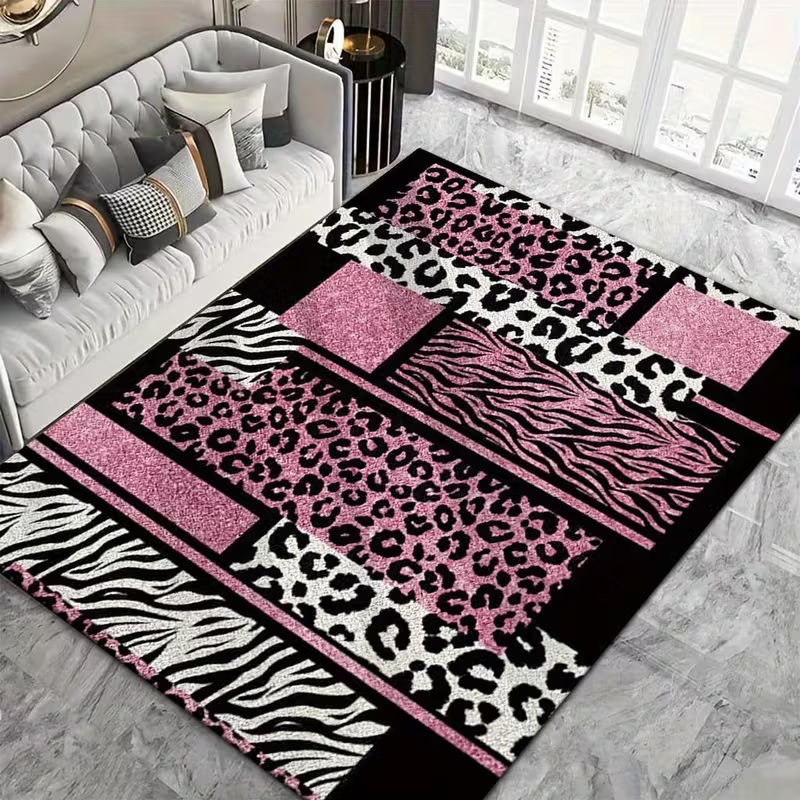 Commercial Printing Services - Pink Leopard Zebra Print Rug Modern