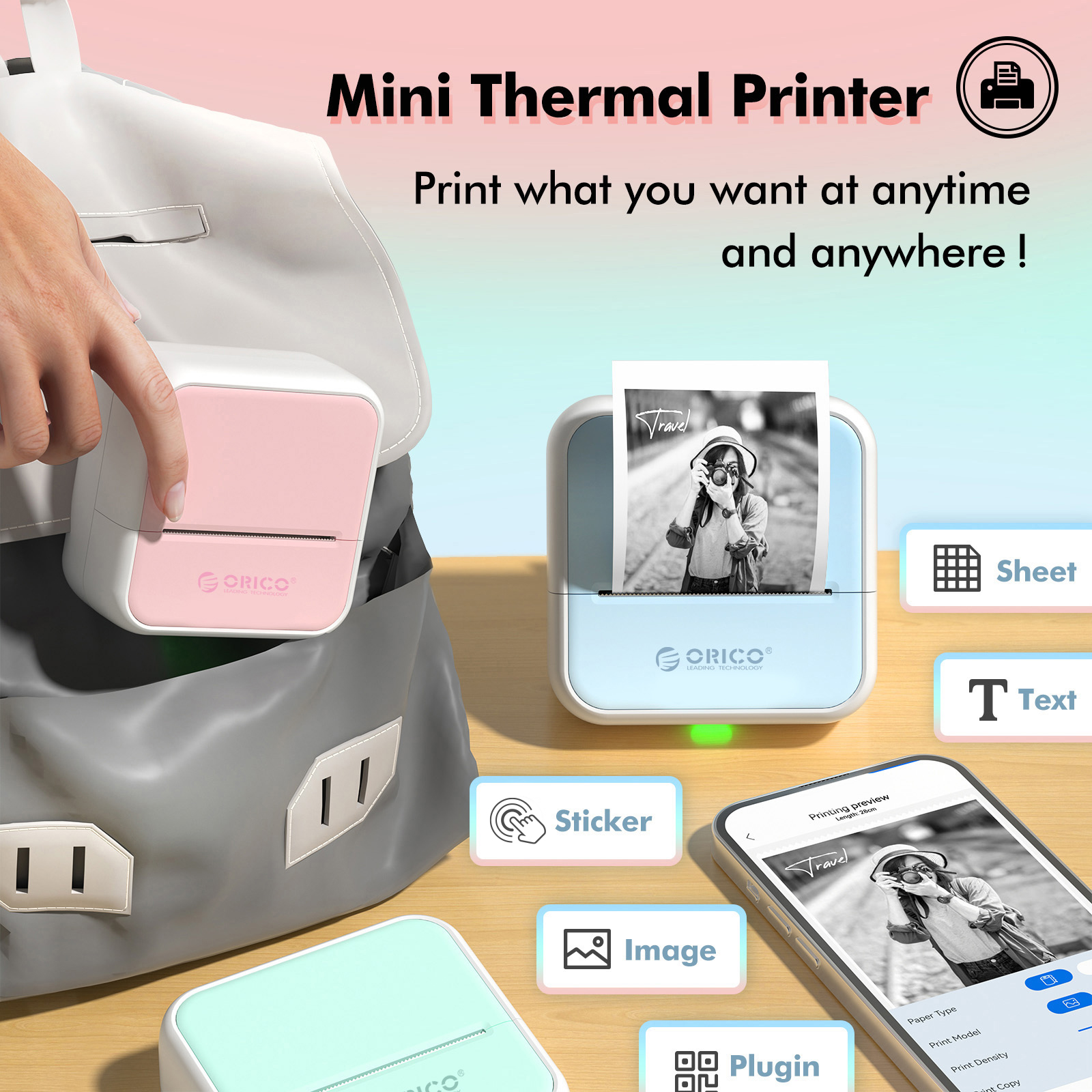 Orico Thermal Mini Printer, Po - Commercial Photo Printer recension och pris