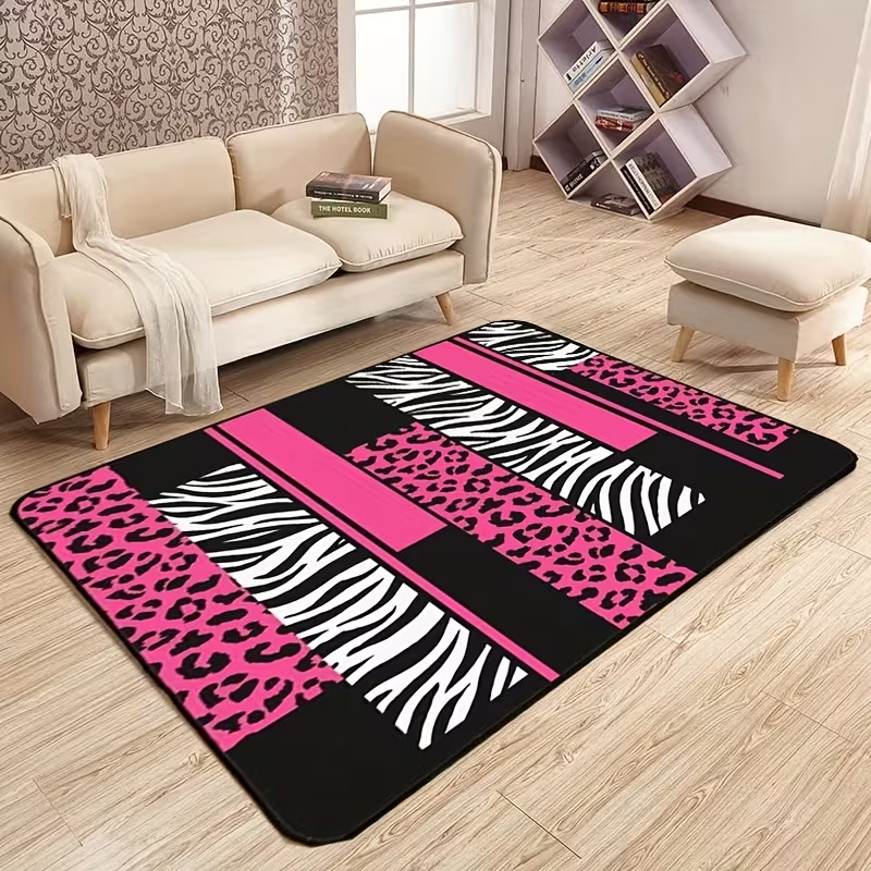 Pink Leopard Zebra Print Rug M - Commercial Printing Services recension och pris